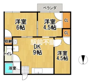 アクア上白川B【B13号室】の間取り