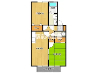 グレープヒルズ羽犬塚ⅠB棟【207号室】の間取り