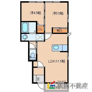 オスト蒲池Ⅱ【102号室】の間取り