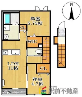 ステビアハウスB棟【205号室】の間取り