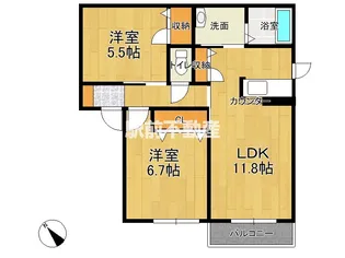 エバーグリーンA棟【202号室】の間取り
