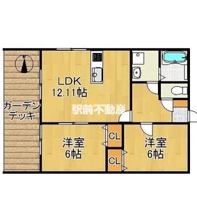 パーチェ・筑後 A棟【102号室】の間取り