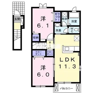ウエスト・フィールドⅡ【201号室】の間取り