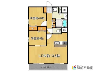 リアンレガーロ大牟田【106号室】の間取り