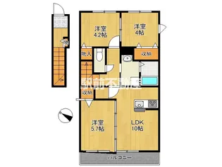 シャルム馬場【202号室】の間取り