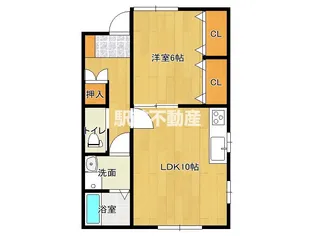 大黒町三ヶアパート【2号室】の間取り