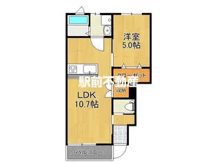 エスカレント広川【102号室】の間取り