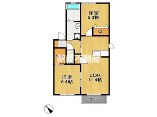 レゾネイト白川【201号室】の間取り