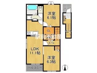 ガーデンルーム B【2階】の間取り