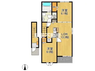 フローラ手鎌 Ⅱ【202号室】の間取り