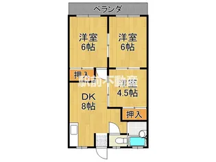 コーポ八反畑【nishi205号室】の間取り