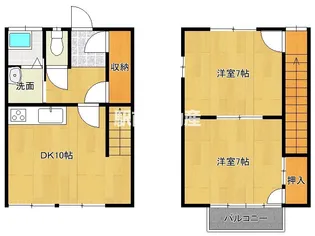 Nコーポ城町【2号室】の間取り