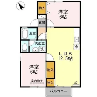 ヴィラージュ赤妻 B【203号室】の間取り