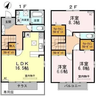 リビングタウン矢原  D・E棟【D101号室】の間取り