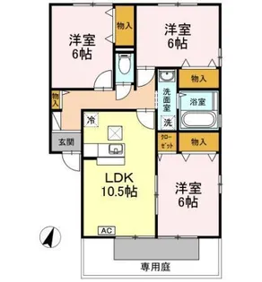 リッシハウスD棟【1階】の間取り