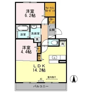 アプリコットハウス B棟【302号室】の間取り