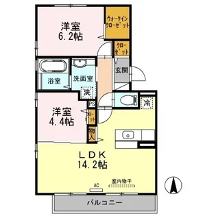 アプリコットハウス B棟【205号室】の間取り
