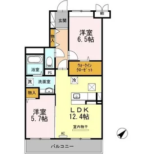 カーサ・フェリーチェ【102号室】の間取り