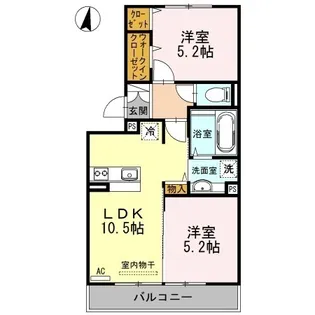 ウィルコート小郡給領町 C・D D棟【3階】の間取り