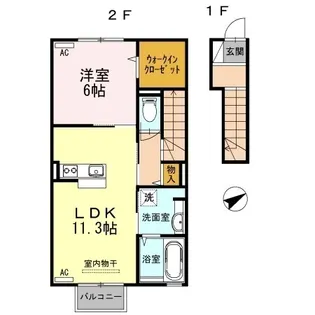 D-roomひまわり【202号室】の間取り