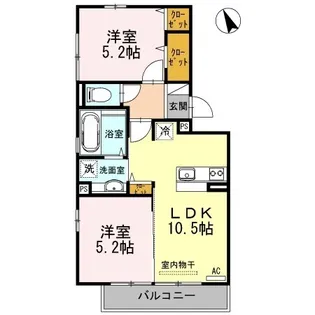 ウィルコート小郡三軒屋町 A【2階】の間取り