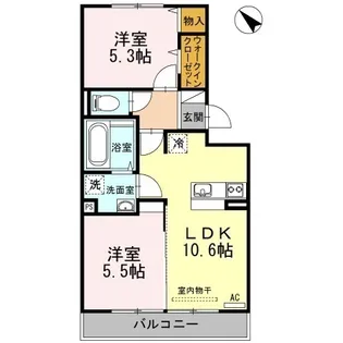 サンガーデン赤妻 A・B棟【B305号室】の間取り