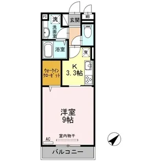 シャイン シード 湯田【302号室】の間取り