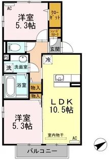 エバーグリーンⅡ【202号室】の間取り