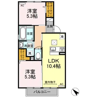 ハイム仁保津沖【105号室】の間取り