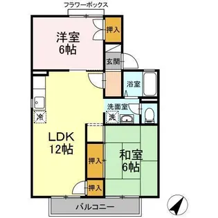パークサイド吉敷 A棟【A201号室】の間取り