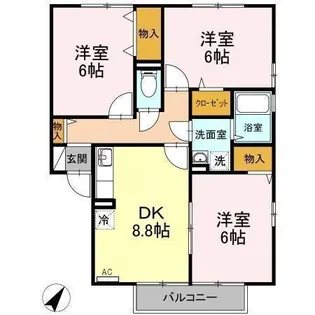 サニーコートA棟.【2階】の間取り