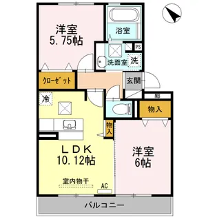 2LDKの間取り画像