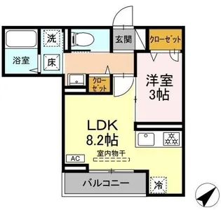 グランパセオ湯田【1階】の間取り