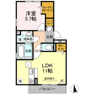 ミッドレジデンス A A棟【A201号室】の間取り