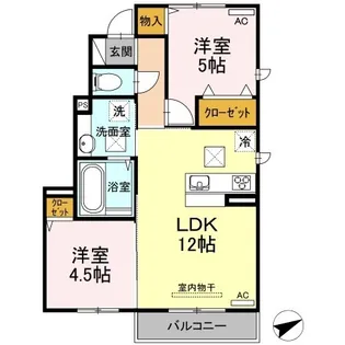アイン ベアー【101号室】の間取り