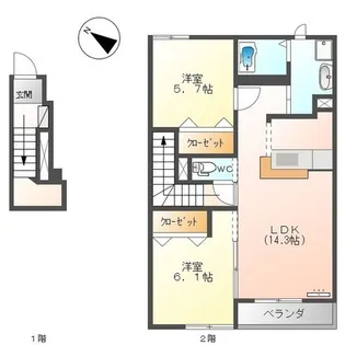 キャトルセゾン2【2階】の間取り