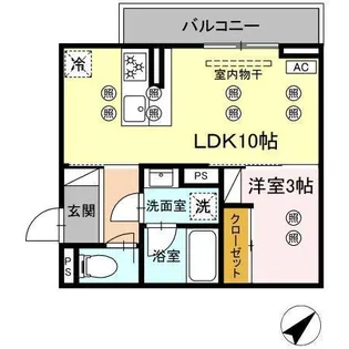 (仮称) ディアライズ旭通り B棟【3階】の間取り