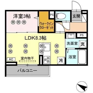 サンガーデン新山口 A【A203号室】の間取り