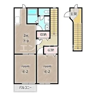ソレアード・パティオB【2階】の間取り