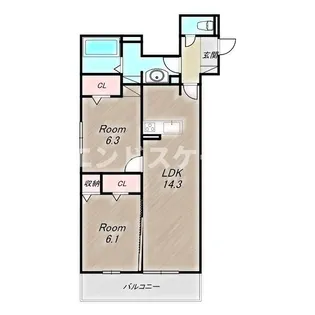 ラ・ルミエール紅雲【1階】の間取り