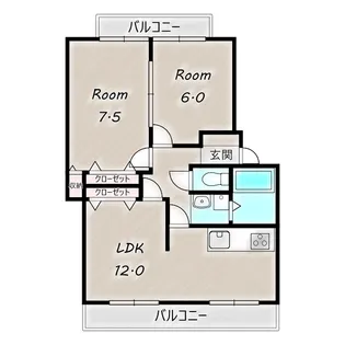 メゾンキャッスル【1階】の間取り