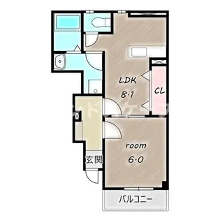 ローズコートB【1階】の間取り