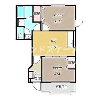 サニースクエアB【1階】の間取り