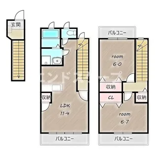 ノースチェスナット【203号室】の間取り
