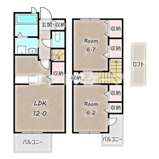 カリーノ・ローザA【105号室】の間取り