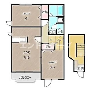 サニースクエアC【2階】の間取り
