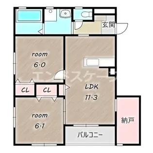 アン・フレメゾン【1階】の間取り