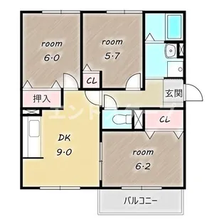 リゼ・クレスト【1階】の間取り