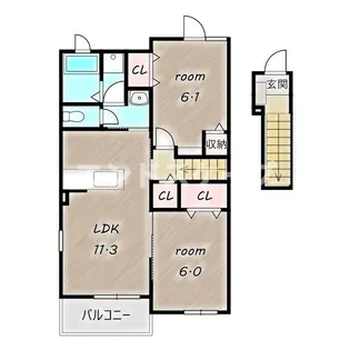 カッツェ&ラッテ Ⅰ【2階】の間取り