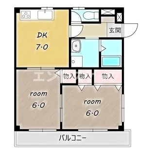 サンドキャッスル【201号室】の間取り
